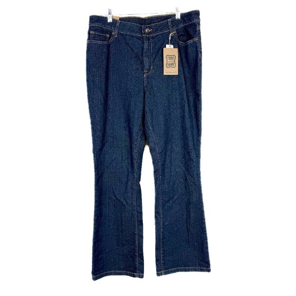 NWT LL Bean True Shape Favorite Fit Bootcut Jeans Dark Rinse Plus Size 16 NEW - Picture 2 of 12